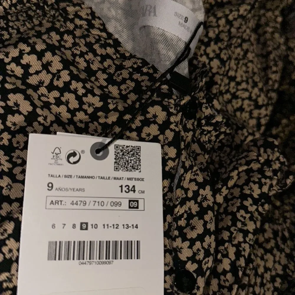 ZARA Kids | Camel | PLEATED FLORAL DRESS